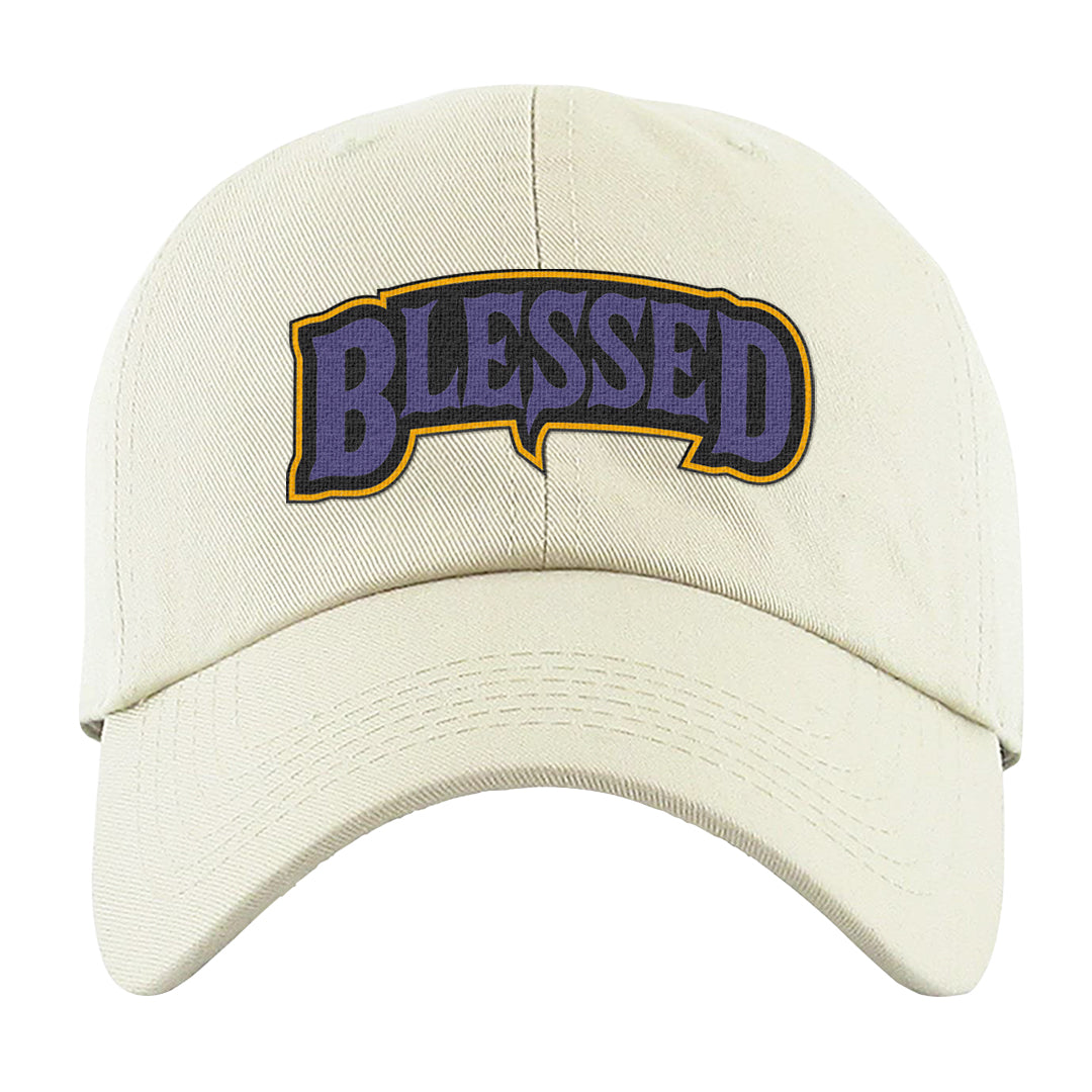 Field Purple 12s Dad Hat | Blessed Arch, White