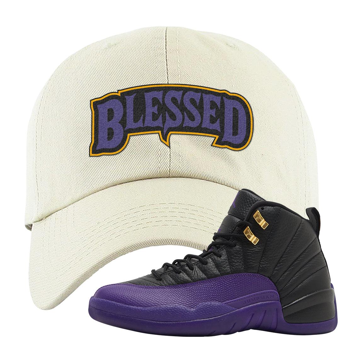 Field Purple 12s Dad Hat | Blessed Arch, White