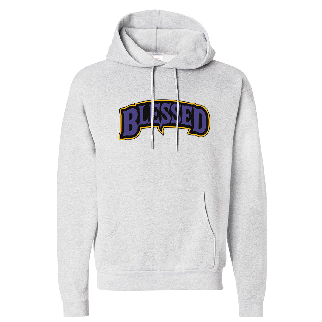 Field Purple 12s Hoodie | Blessed Arch, Ash