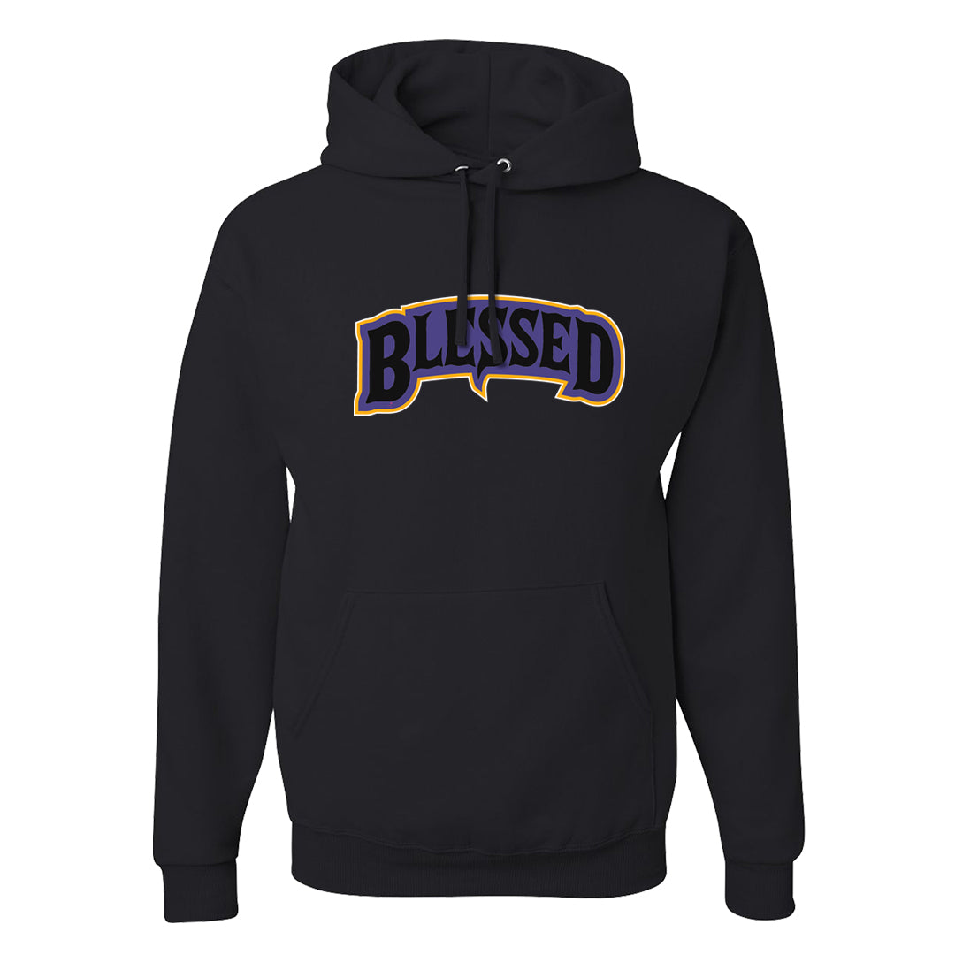 Field Purple 12s Hoodie | Blessed Arch, Black
