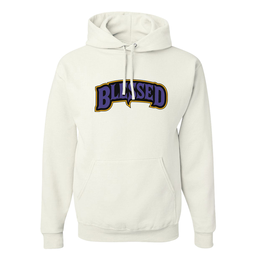 Field Purple 12s Hoodie | Blessed Arch, White