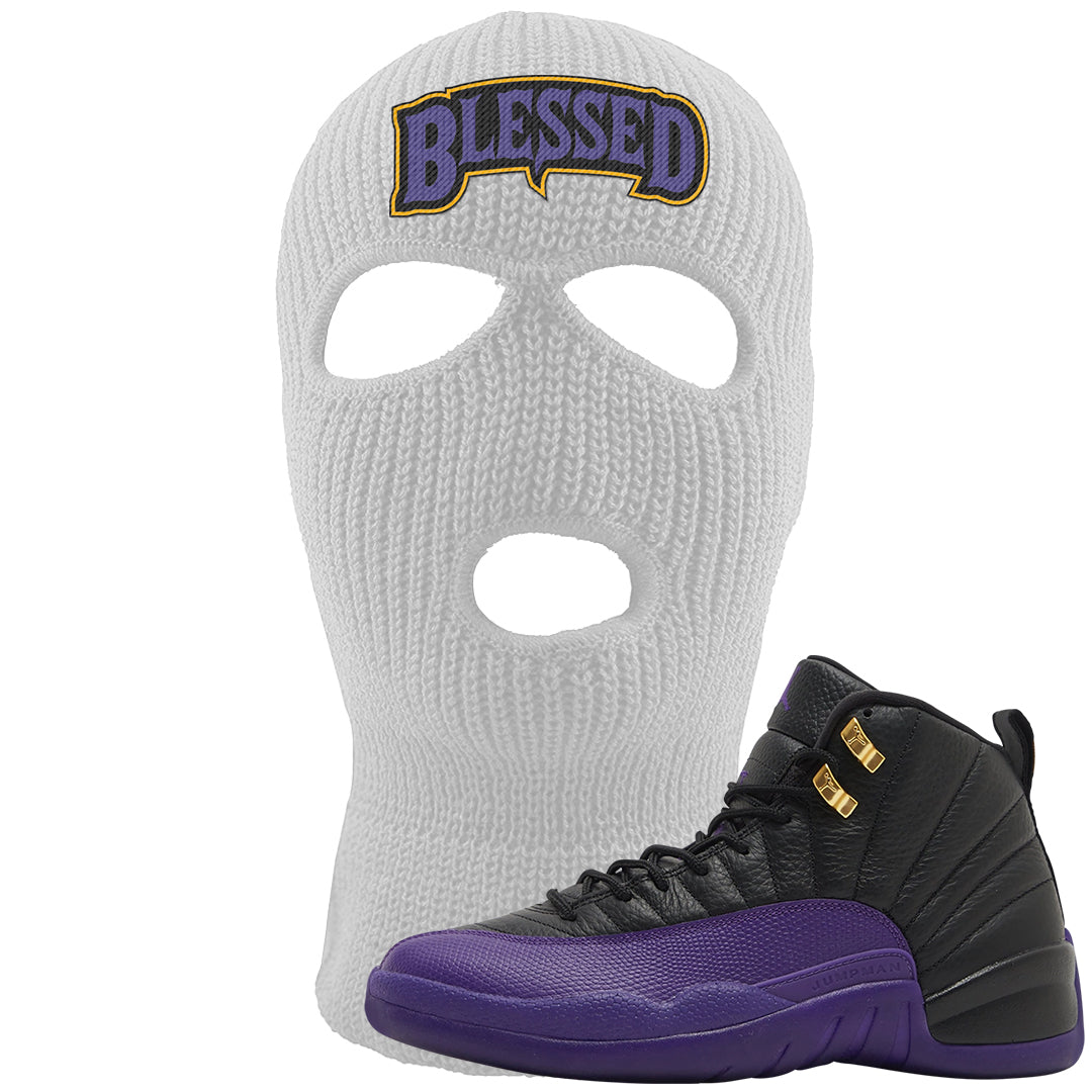 Field Purple 12s Ski Mask | Blessed Arch, White