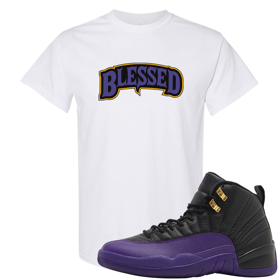 Field Purple 12s T Shirt | Blessed Arch, White