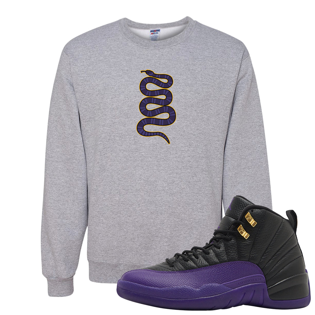 Field Purple 12s Crewneck Sweatshirt | Coiled Snake, Ash