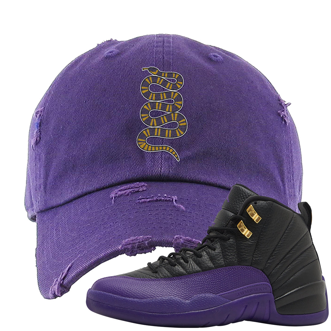 Field Purple 12s Distressed Dad Hat | Coiled Snake, Purple