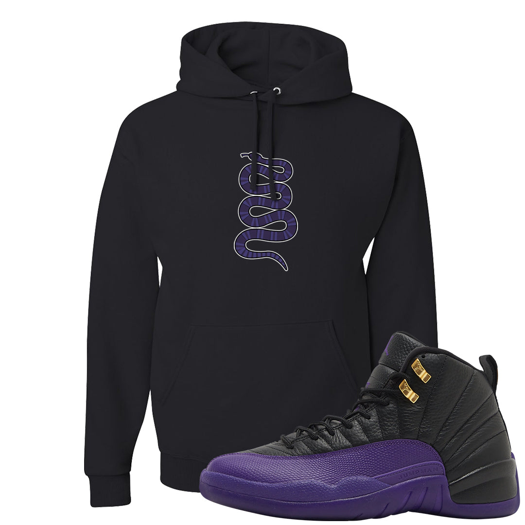 Field Purple 12s Hoodie | Coiled Snake, Black