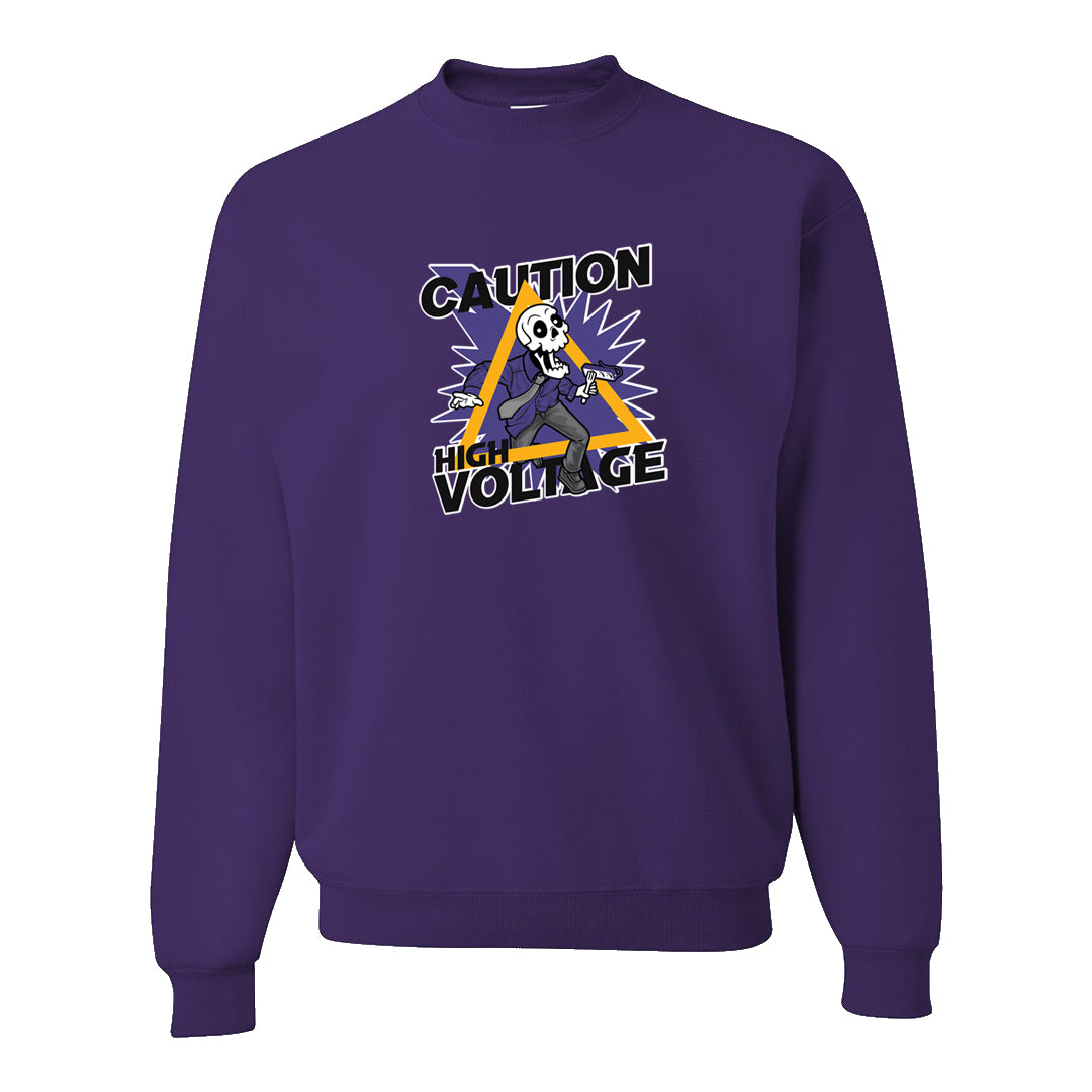 Field Purple 12s Crewneck Sweatshirt | Caution High Voltage, Purple