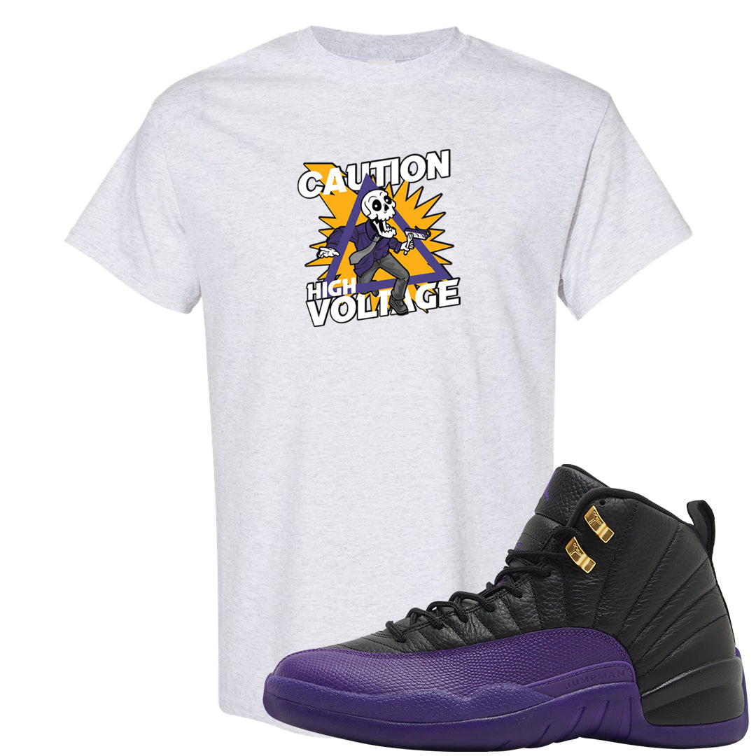 Field Purple 12s T Shirt | Caution High Voltage, Ash