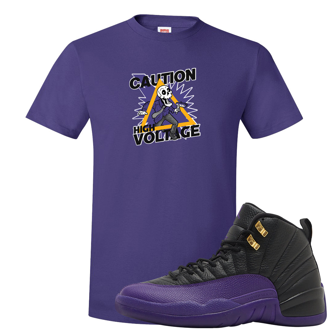 Field Purple 12s T Shirt | Caution High Voltage, Purple