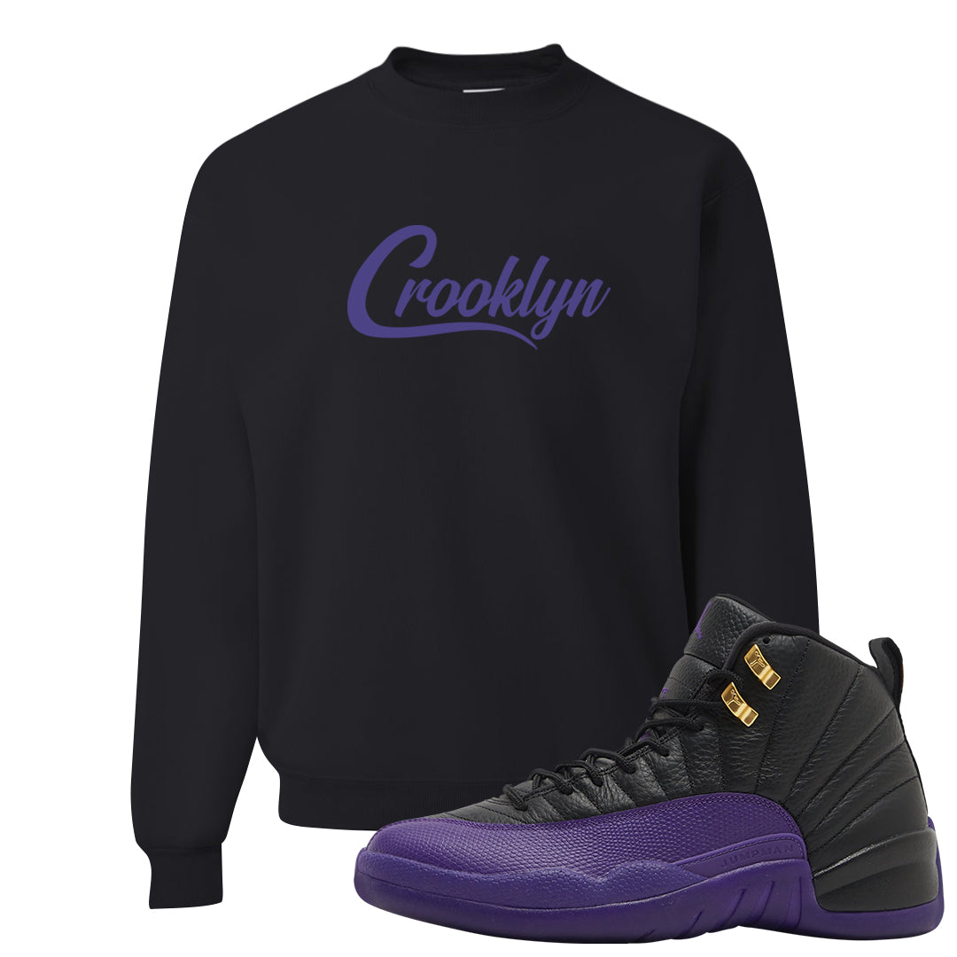 Field Purple 12s Crewneck Sweatshirt | Crooklyn, Black