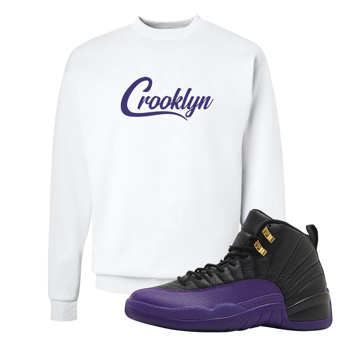 Field Purple 12s Crewneck Sweatshirt | Crooklyn, White