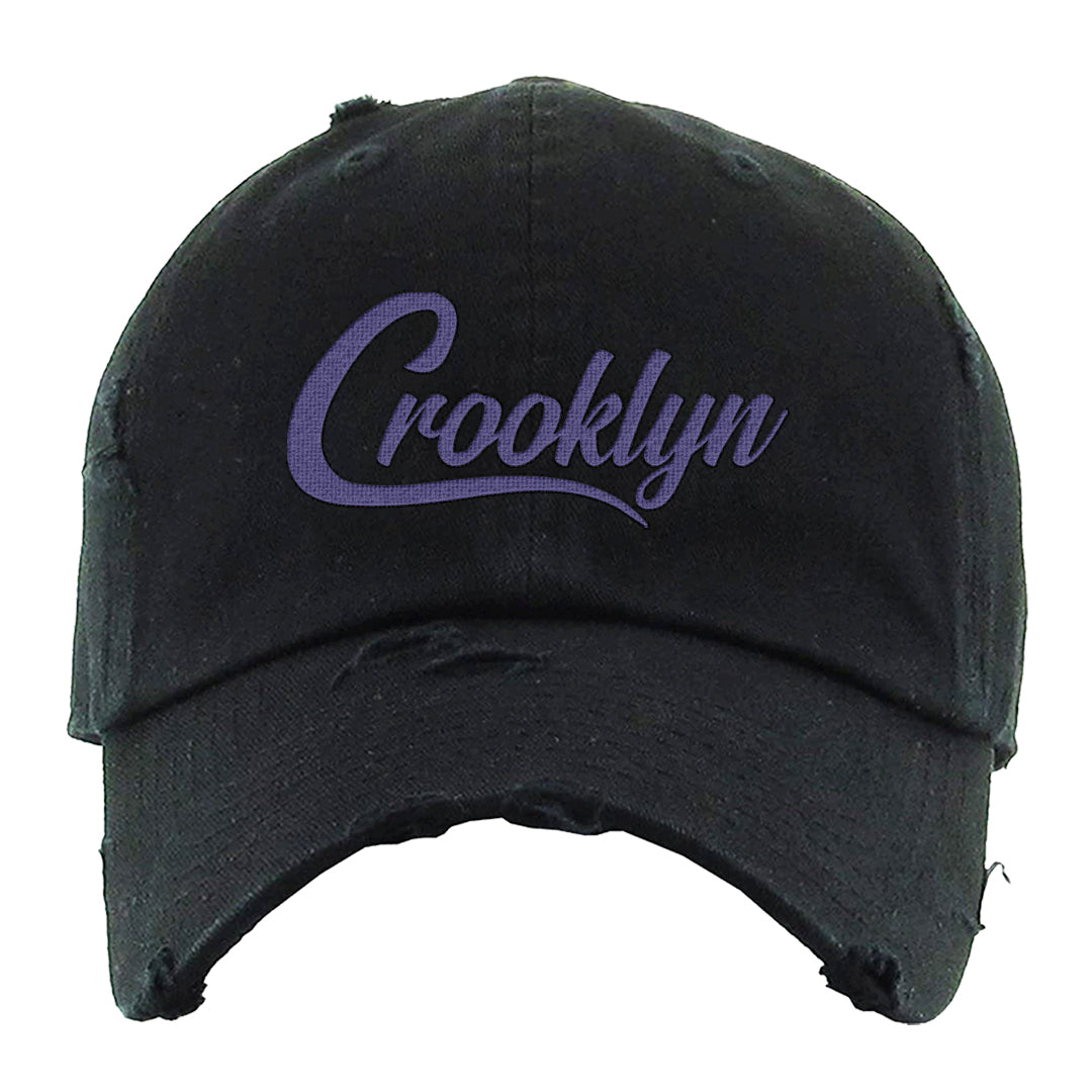 Field Purple 12s Distressed Dad Hat | Crooklyn, Black