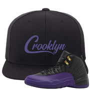 Field Purple 12s Snapback Hat | Crooklyn, Black