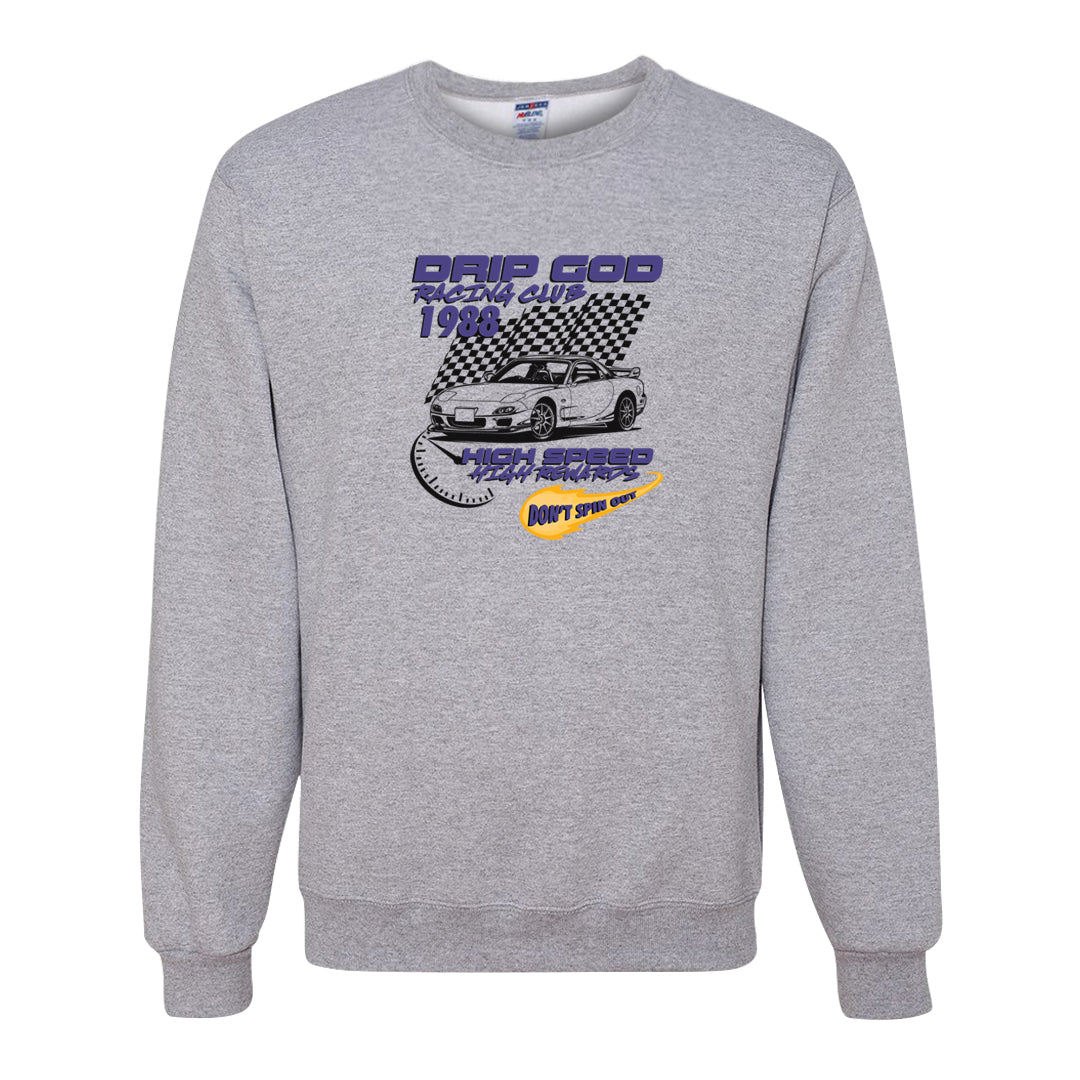 Field Purple 12s Crewneck Sweatshirt | Drip God Racing Club, Ash