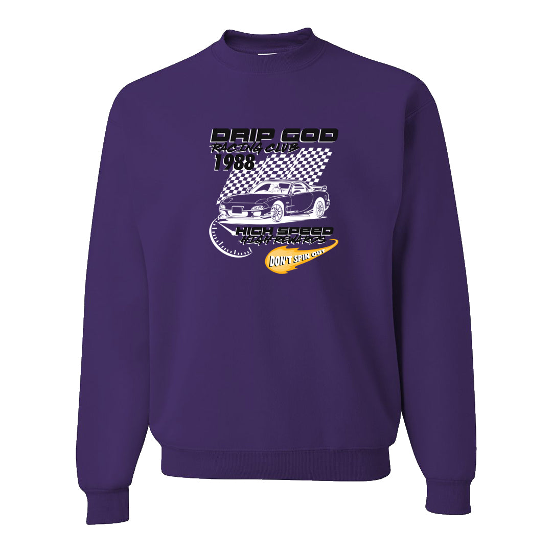 Field Purple 12s Crewneck Sweatshirt | Drip God Racing Club, Purple