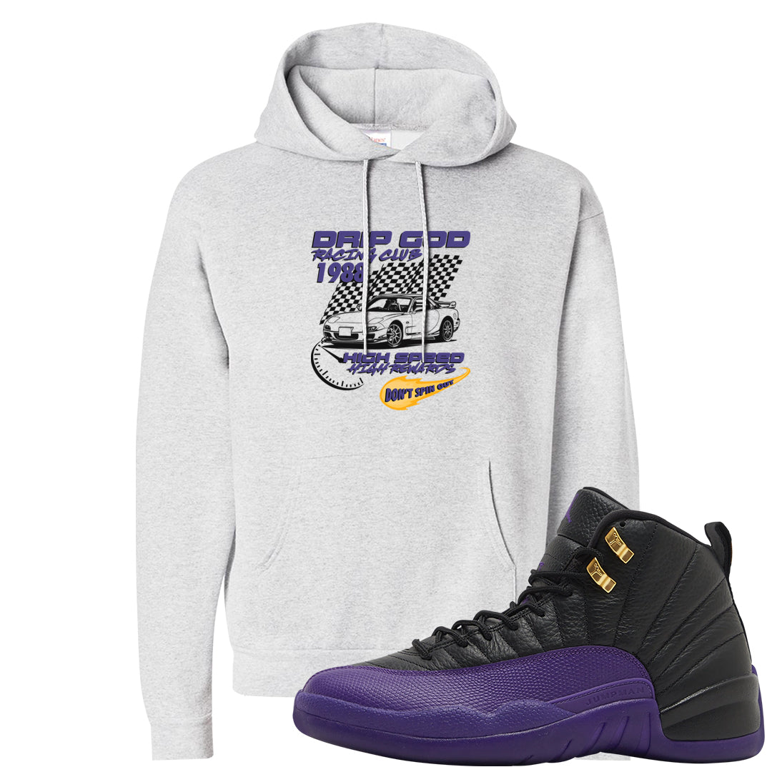 Field Purple 12s Hoodie | Drip God Racing Club, Ash