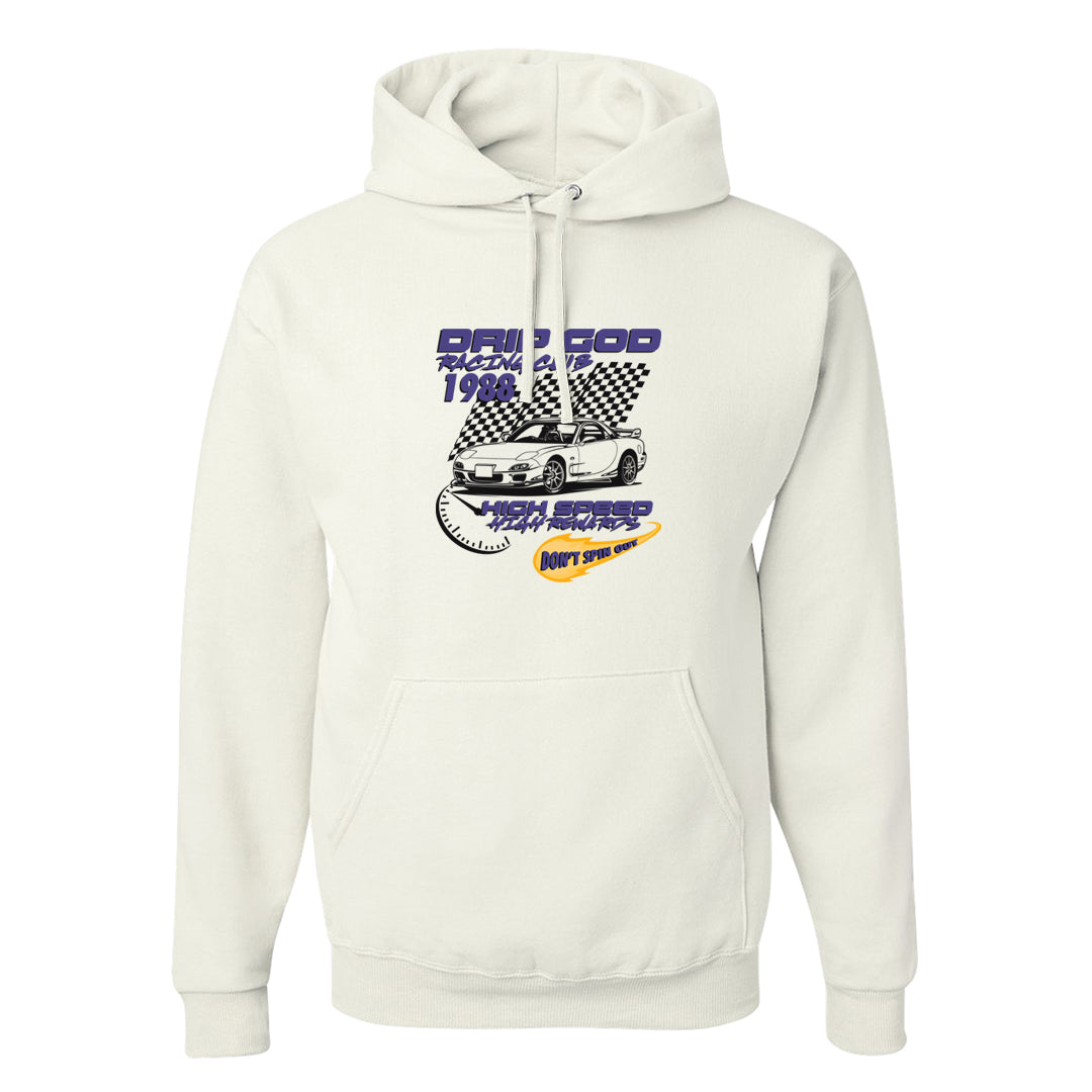 Field Purple 12s Hoodie | Drip God Racing Club, White