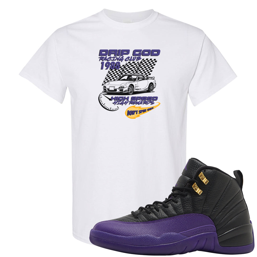 Field Purple 12s T Shirt | Drip God Racing Club, White