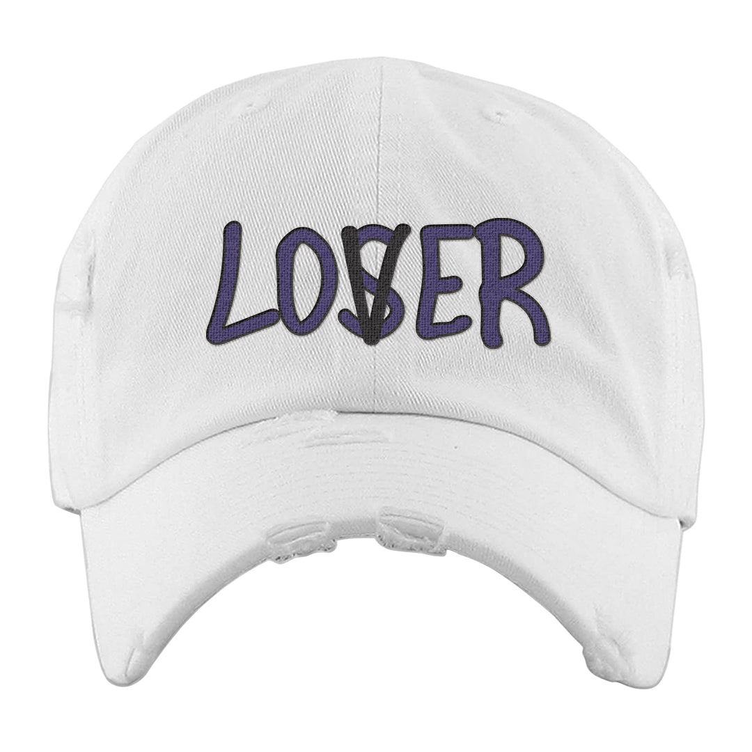 Field Purple 12s Distressed Dad Hat | Lover, White