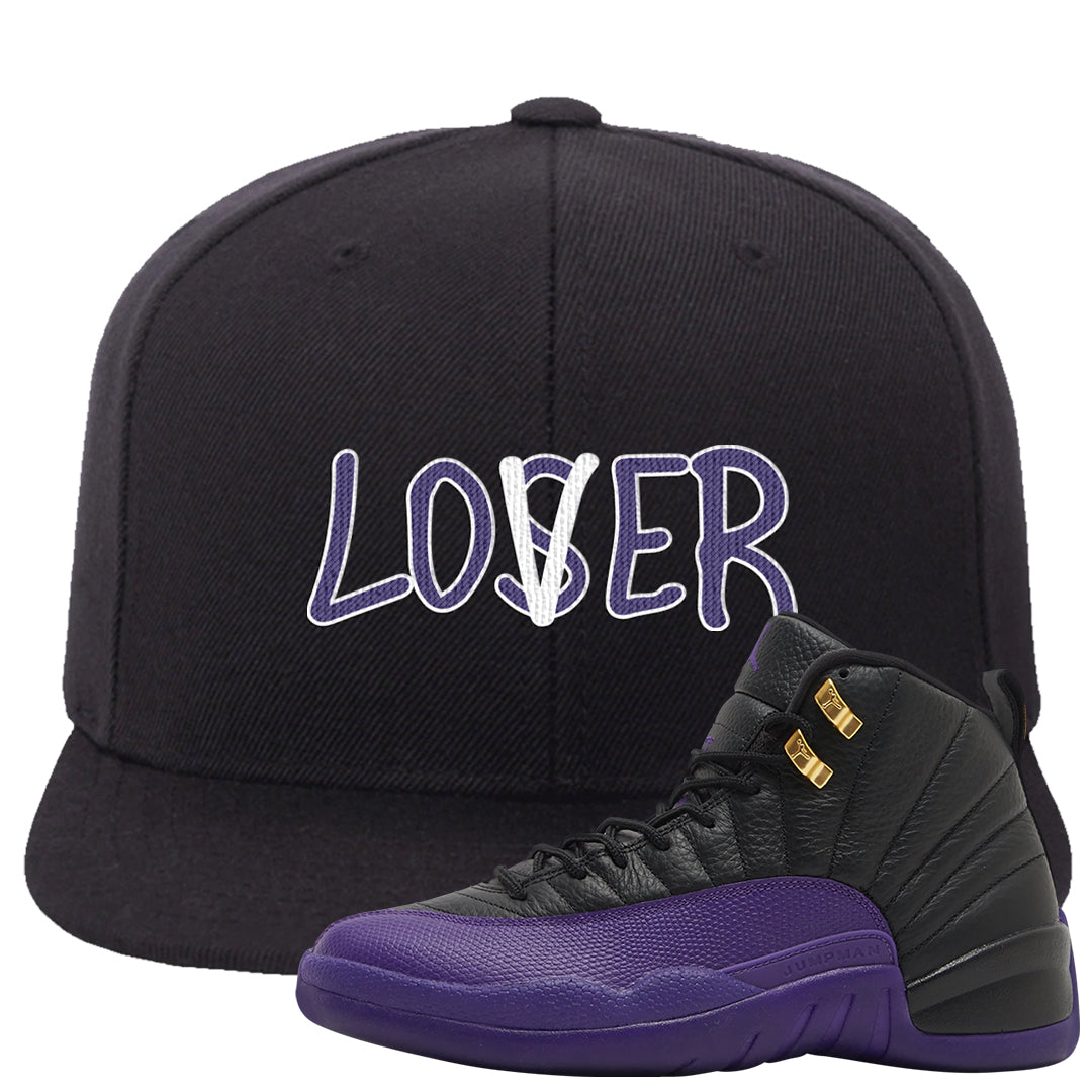 Field Purple 12s Snapback Hat | Lover, Black