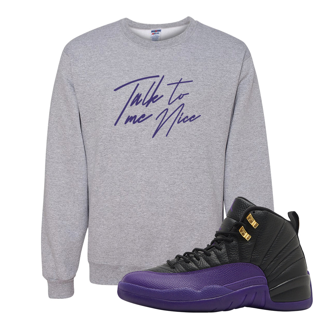 Field Purple 12s Crewneck Sweatshirt | Talk To Me Nice, Ash