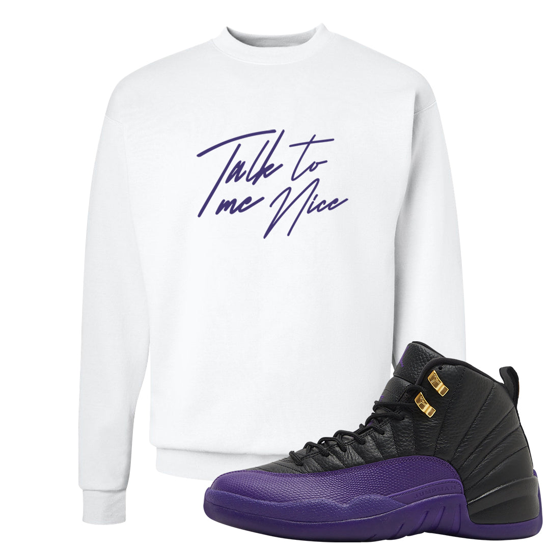 Field Purple 12s Crewneck Sweatshirt | Talk To Me Nice, White