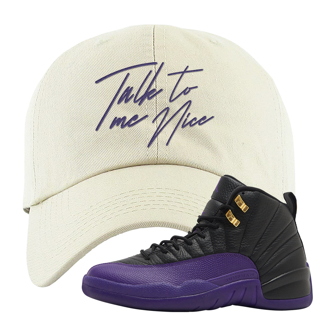 Field Purple 12s Dad Hat | Talk To Me Nice, White