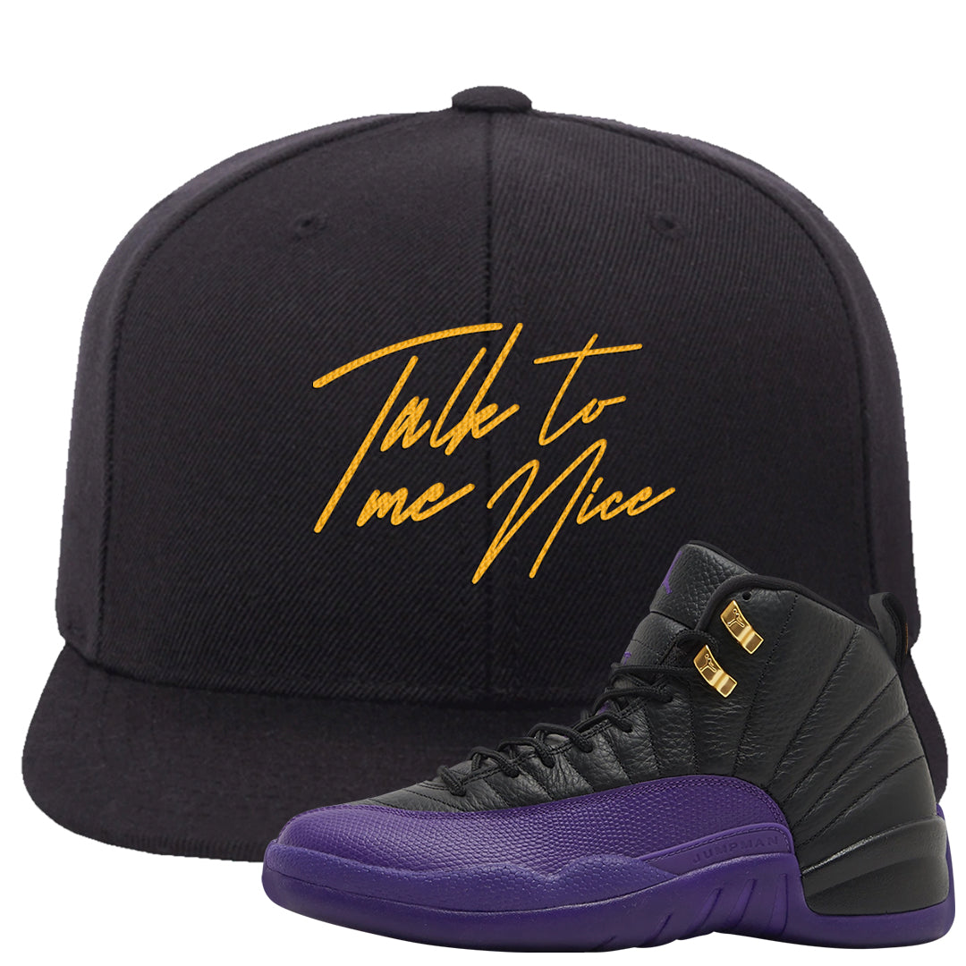 Field Purple 12s Snapback Hat | Talk To Me Nice, Black