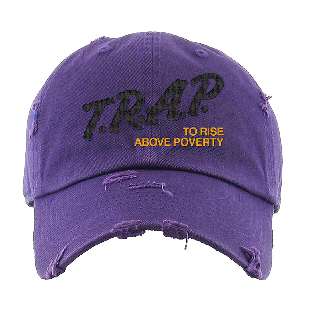 Field Purple 12s Distressed Dad Hat | Trap To Rise Above Poverty, Purple