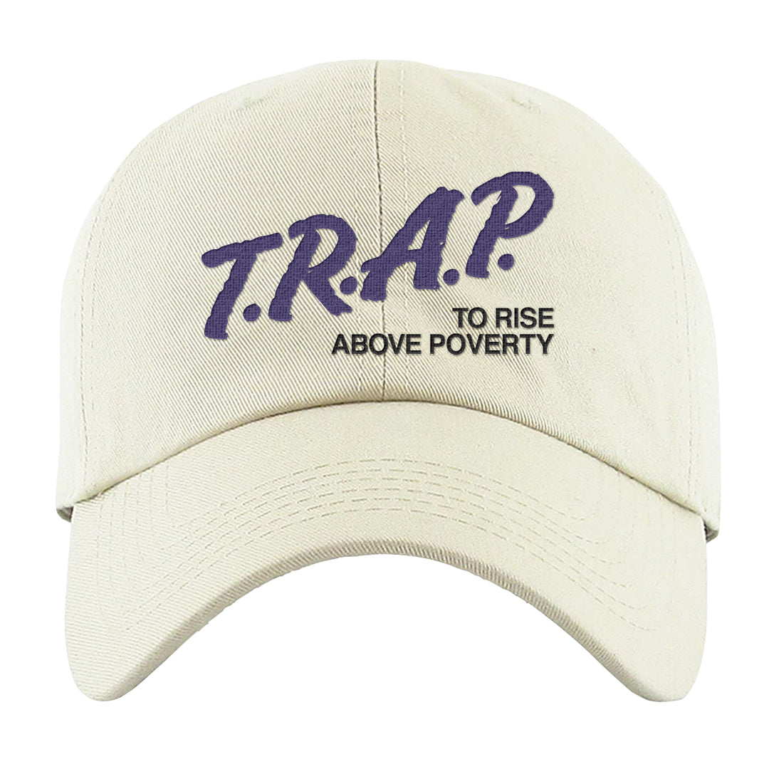 Field Purple 12s Dad Hat | Trap To Rise Above Poverty, White