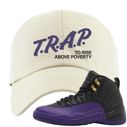 Field Purple 12s Dad Hat | Trap To Rise Above Poverty, White