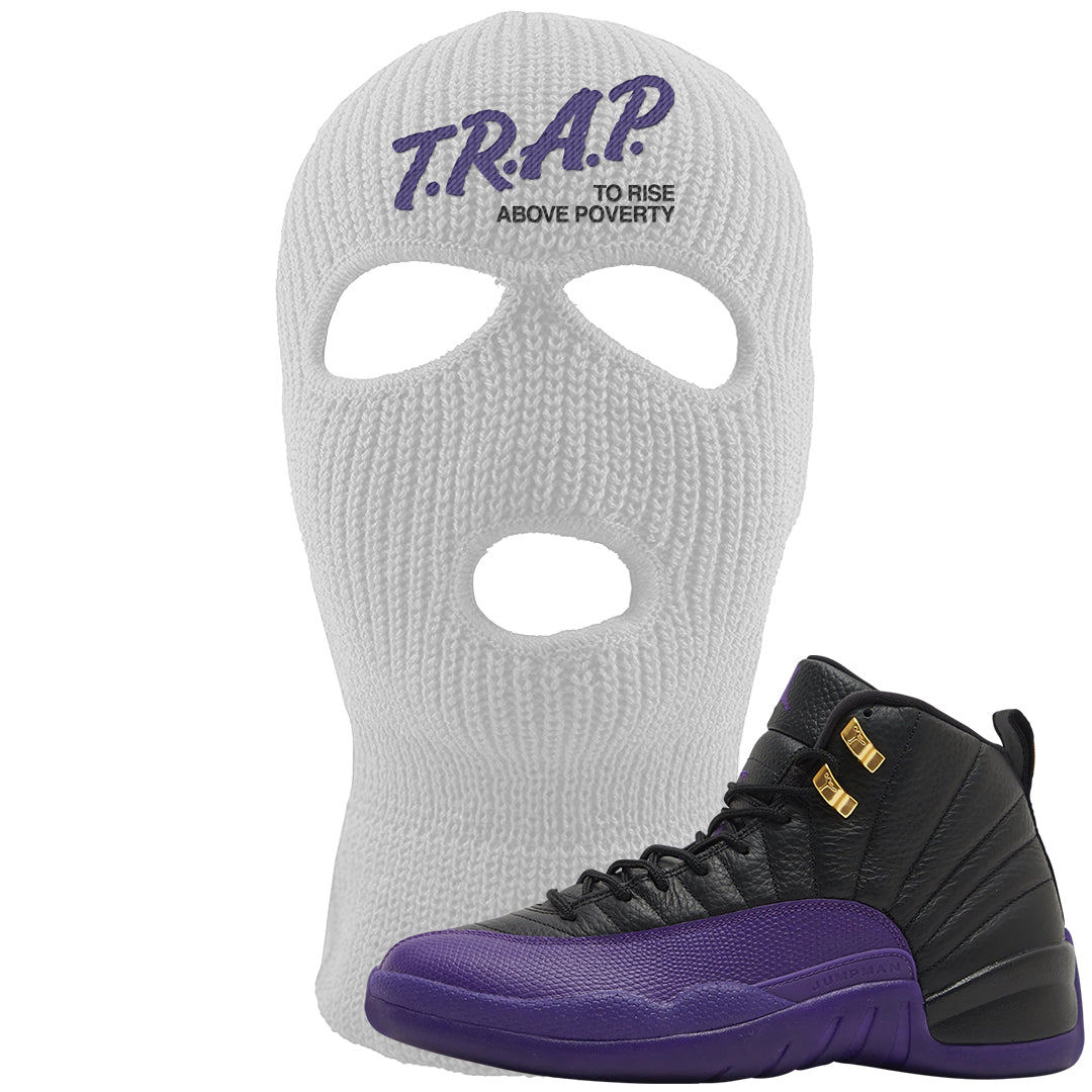 Field Purple 12s Ski Mask | Trap To Rise Above Poverty, White