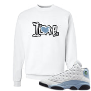 Blue Grey 13s Crewneck Sweatshirt | 1 Love, White