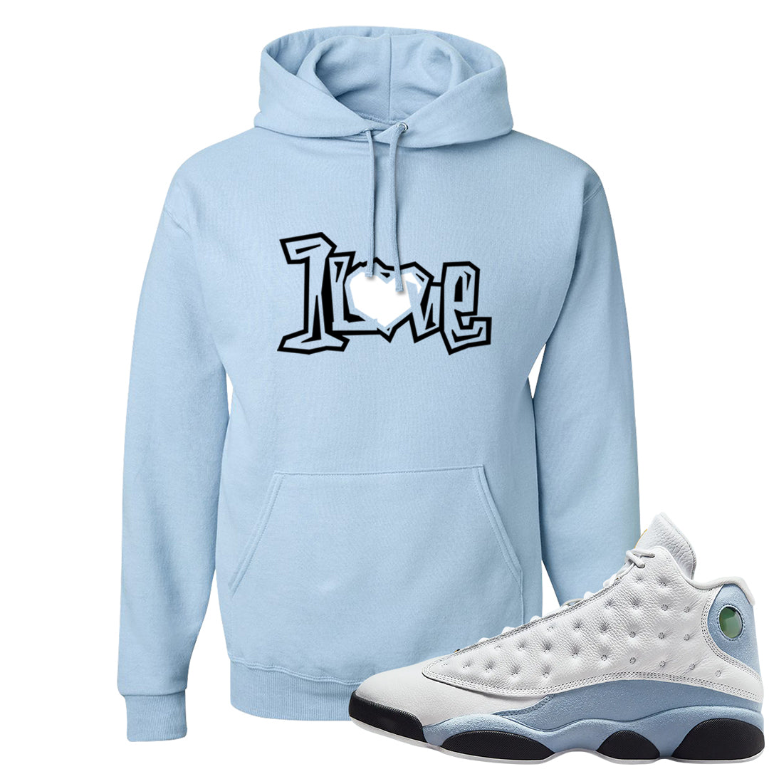 Blue Grey 13s Hoodie | 1 Love, Light Blue