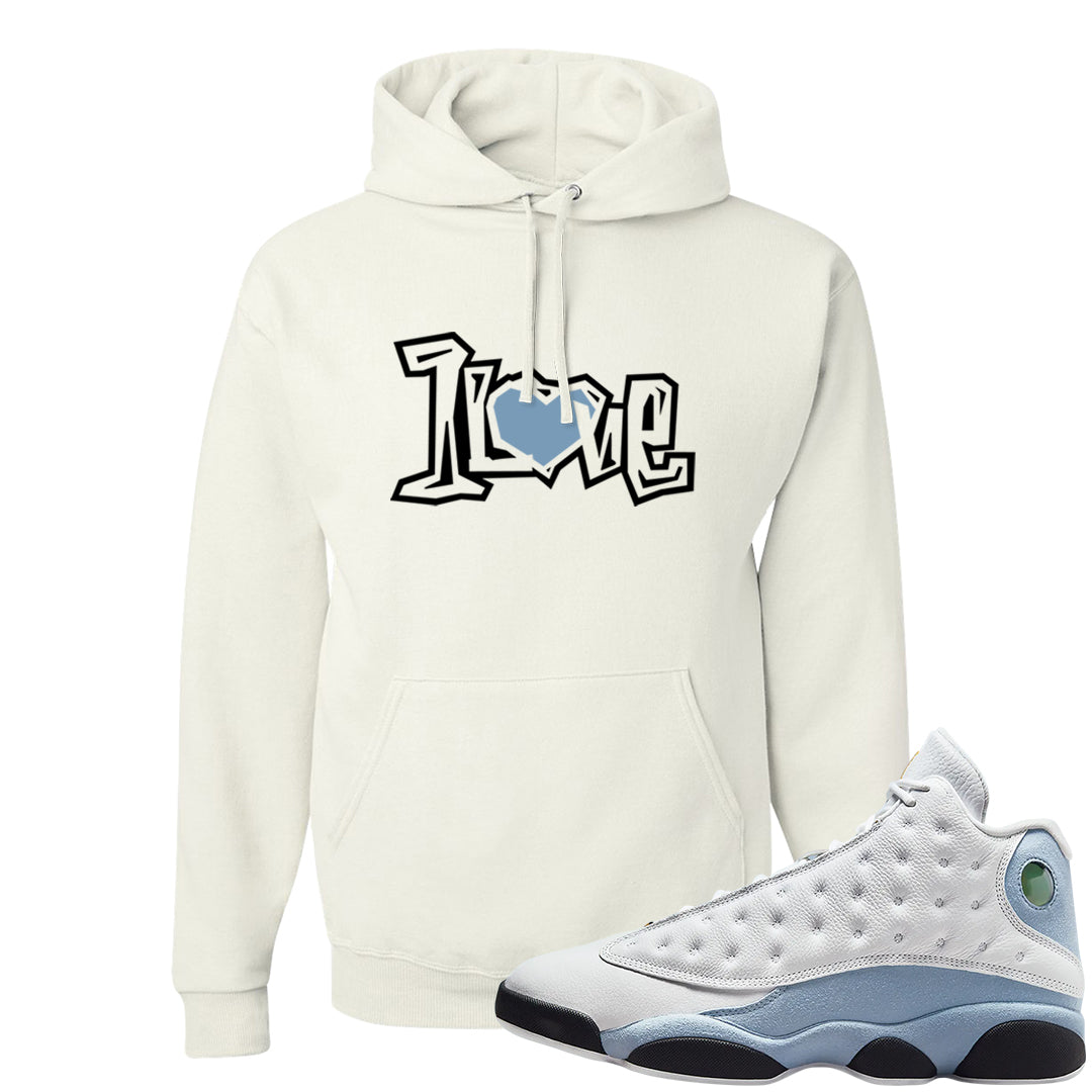 Blue Grey 13s Hoodie | 1 Love, White