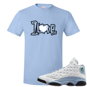 Blue Grey 13s T Shirt | 1 Love, Light Blue