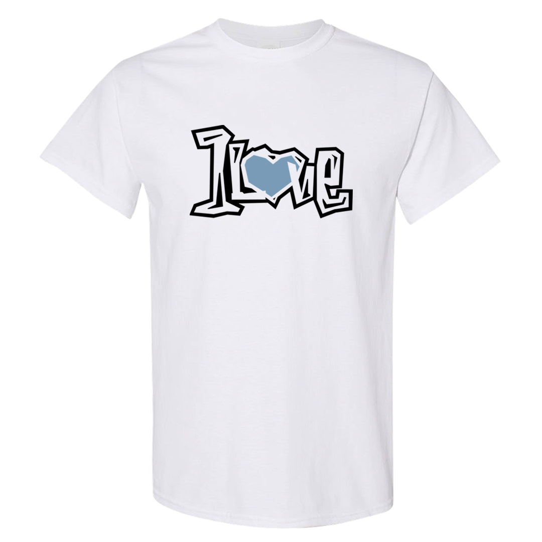 Blue Grey 13s T Shirt | 1 Love, White