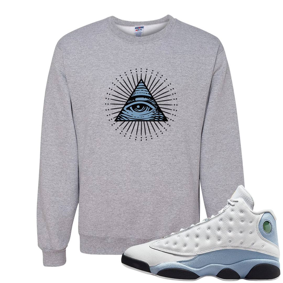 Blue Grey 13s Crewneck Sweatshirt | All Seeing Eye, Ash