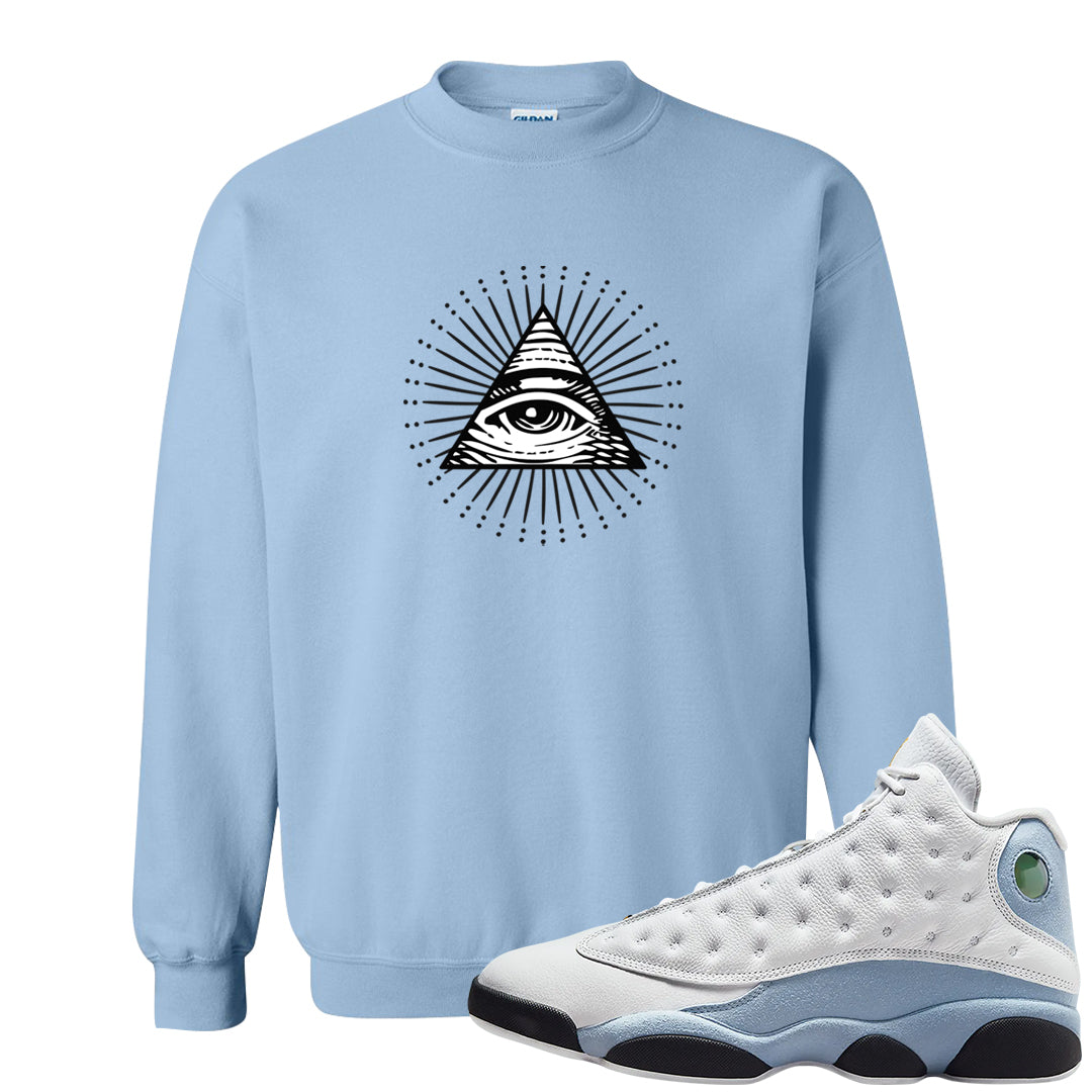 Blue Grey 13s Crewneck Sweatshirt | All Seeing Eye, Light Blue