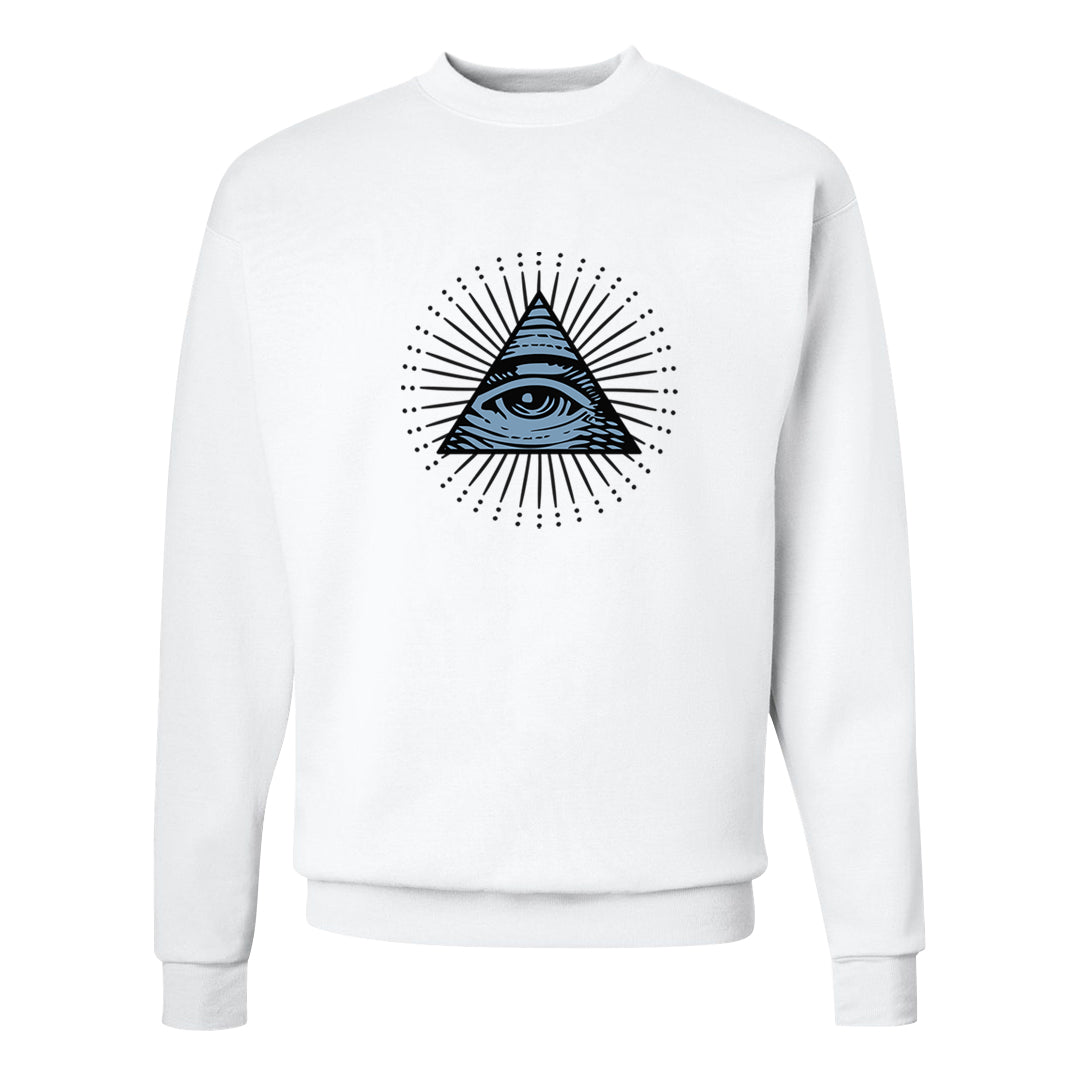 Blue Grey 13s Crewneck Sweatshirt | All Seeing Eye, White