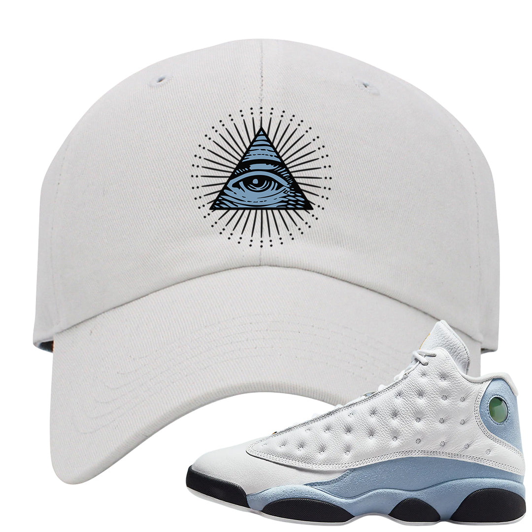 Blue Grey 13s Dad Hat | All Seeing Eye, White