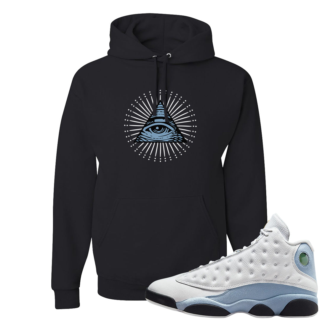 Blue Grey 13s Hoodie | All Seeing Eye, Black