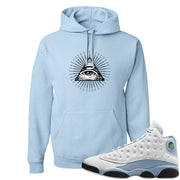 Blue Grey 13s Hoodie | All Seeing Eye, Light Blue