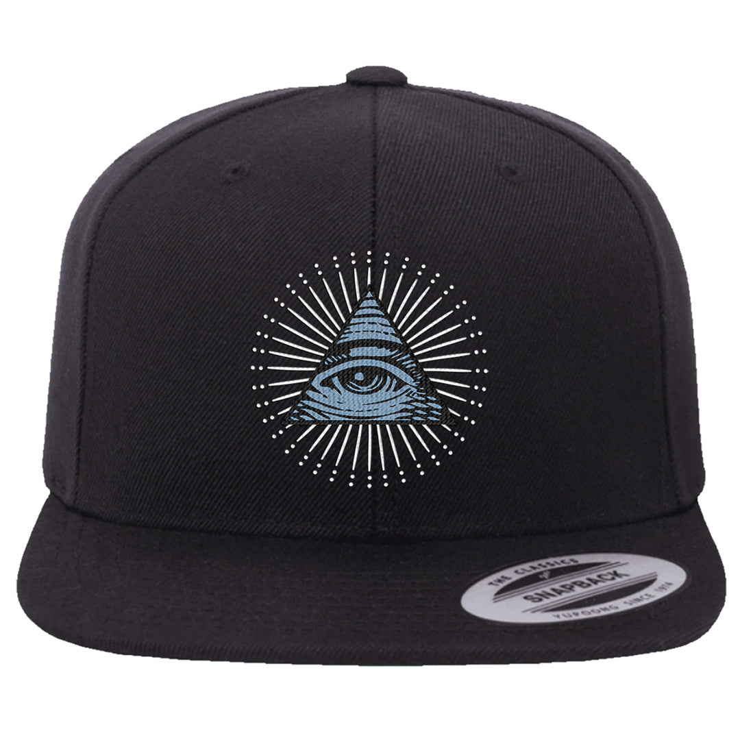 Blue Grey 13s Snapback Hat | All Seeing Eye, Black