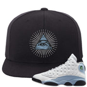 Blue Grey 13s Snapback Hat | All Seeing Eye, Black