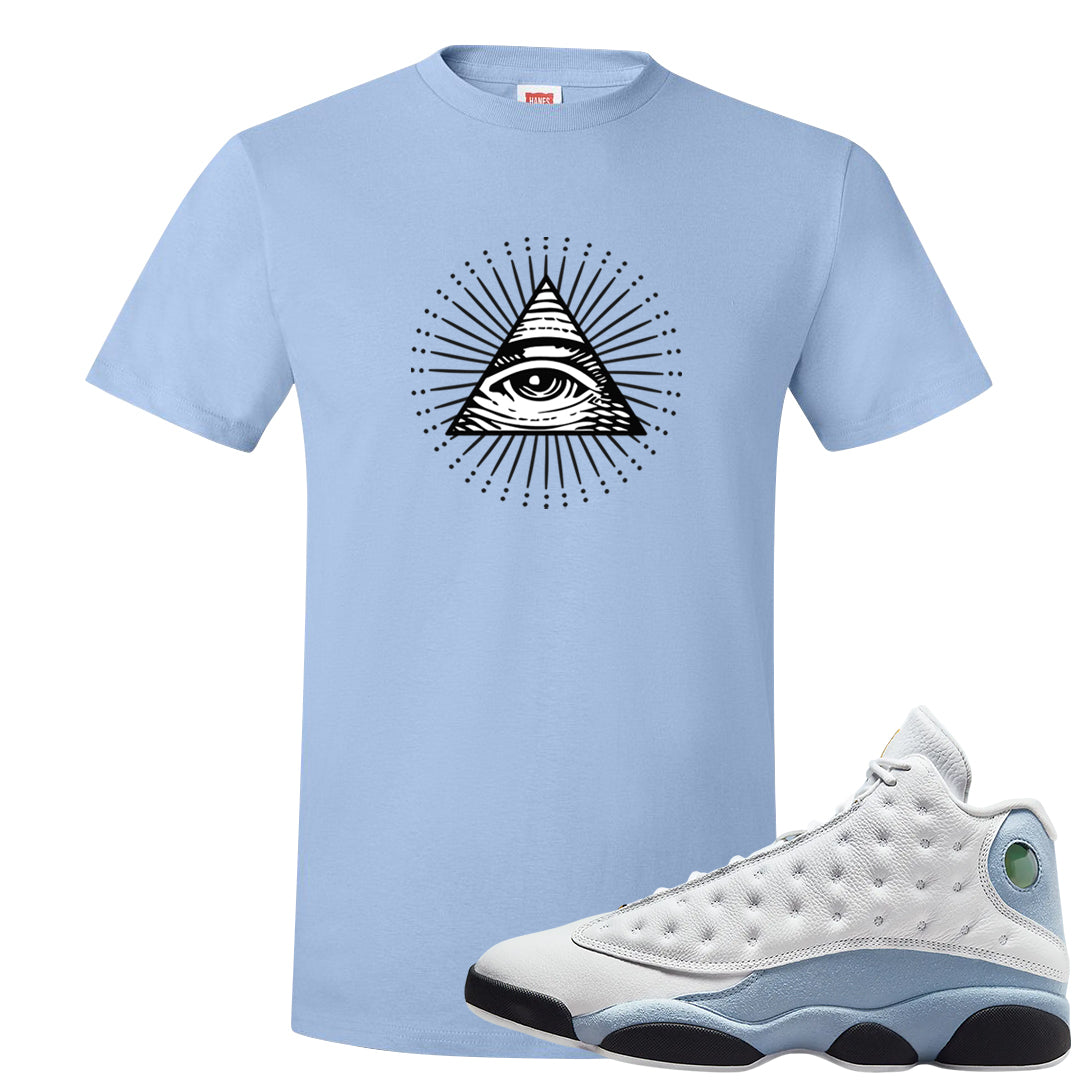 Blue Grey 13s T Shirt | All Seeing Eye, Light Blue