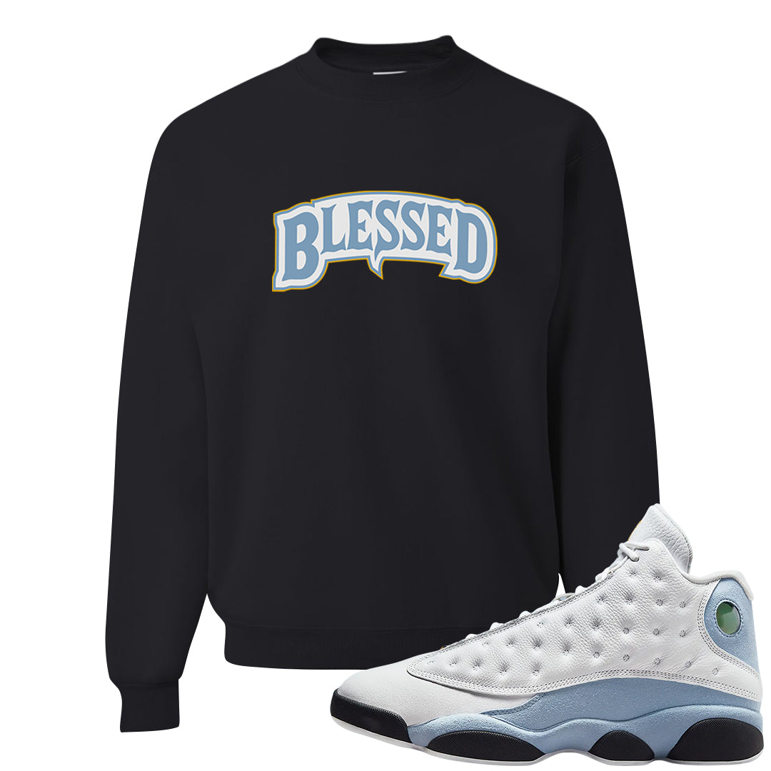 Blue Grey 13s Crewneck Sweatshirt | Blessed Arch, Black
