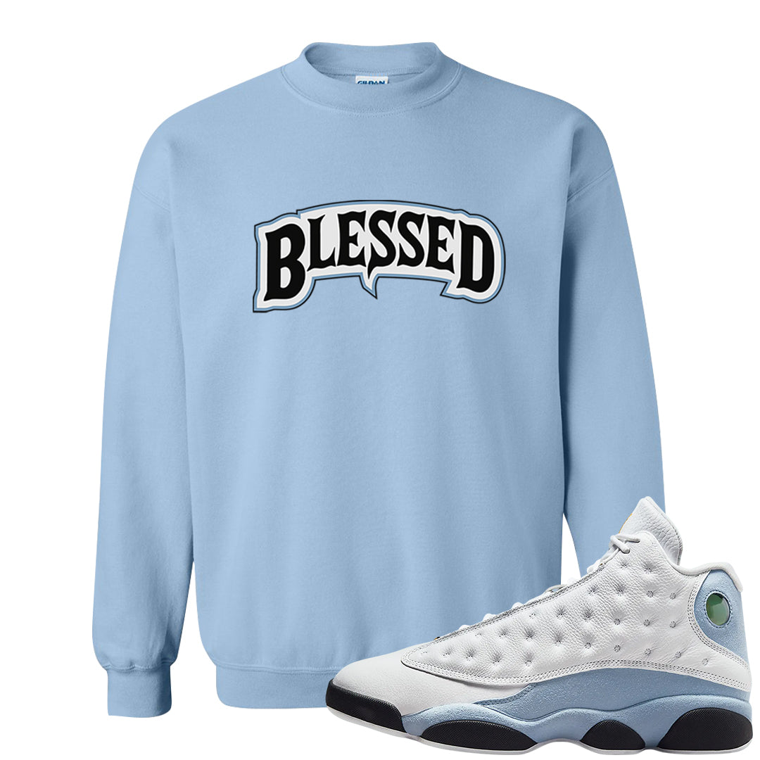 Blue Grey 13s Crewneck Sweatshirt | Blessed Arch, Light Blue