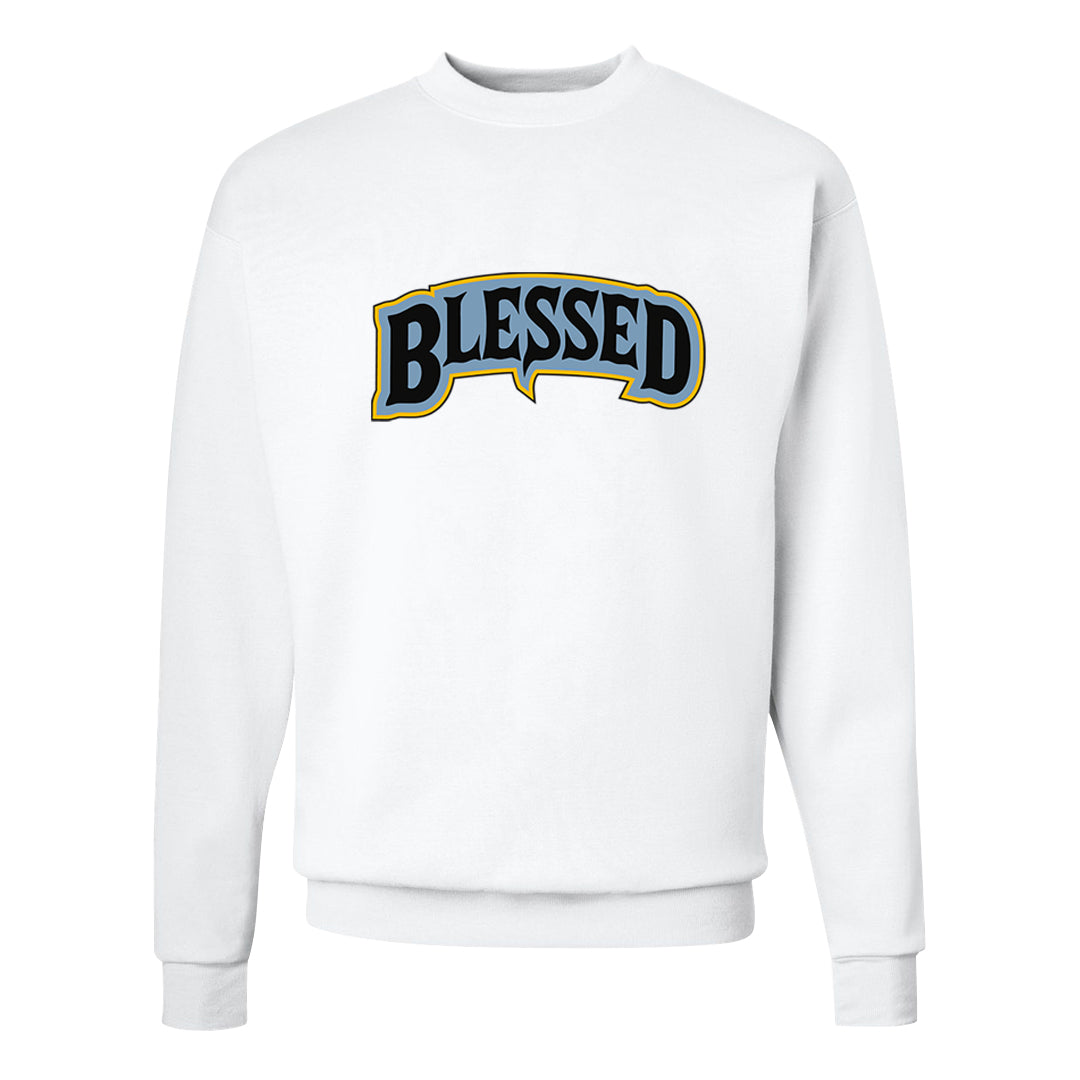 Blue Grey 13s Crewneck Sweatshirt | Blessed Arch, White