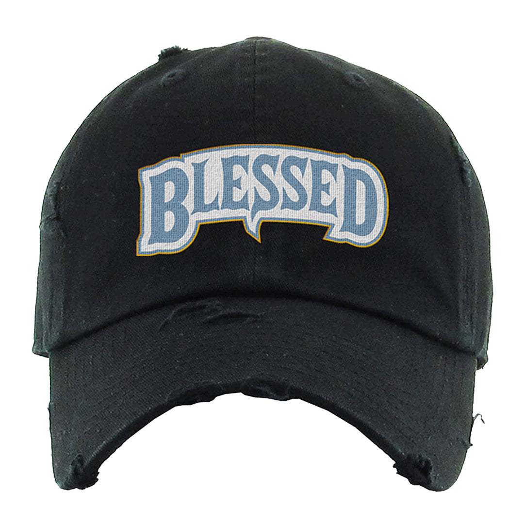 Blue Grey 13s Distressed Dad Hat | Blessed Arch, Black